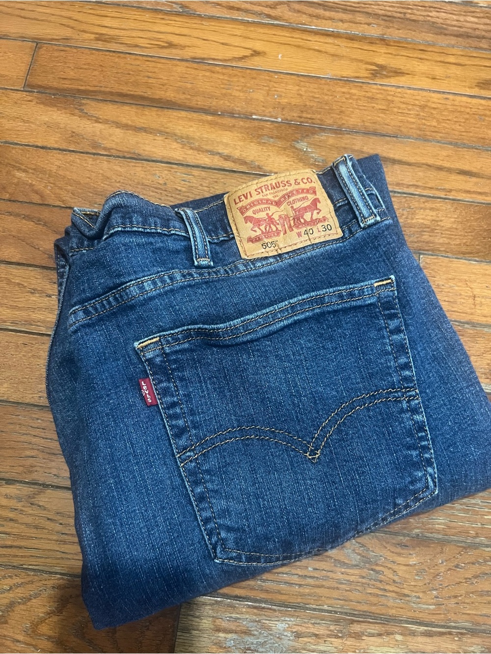 Levi's Men's  505 Dark Blue Relaxed Straight Jeans 40x30